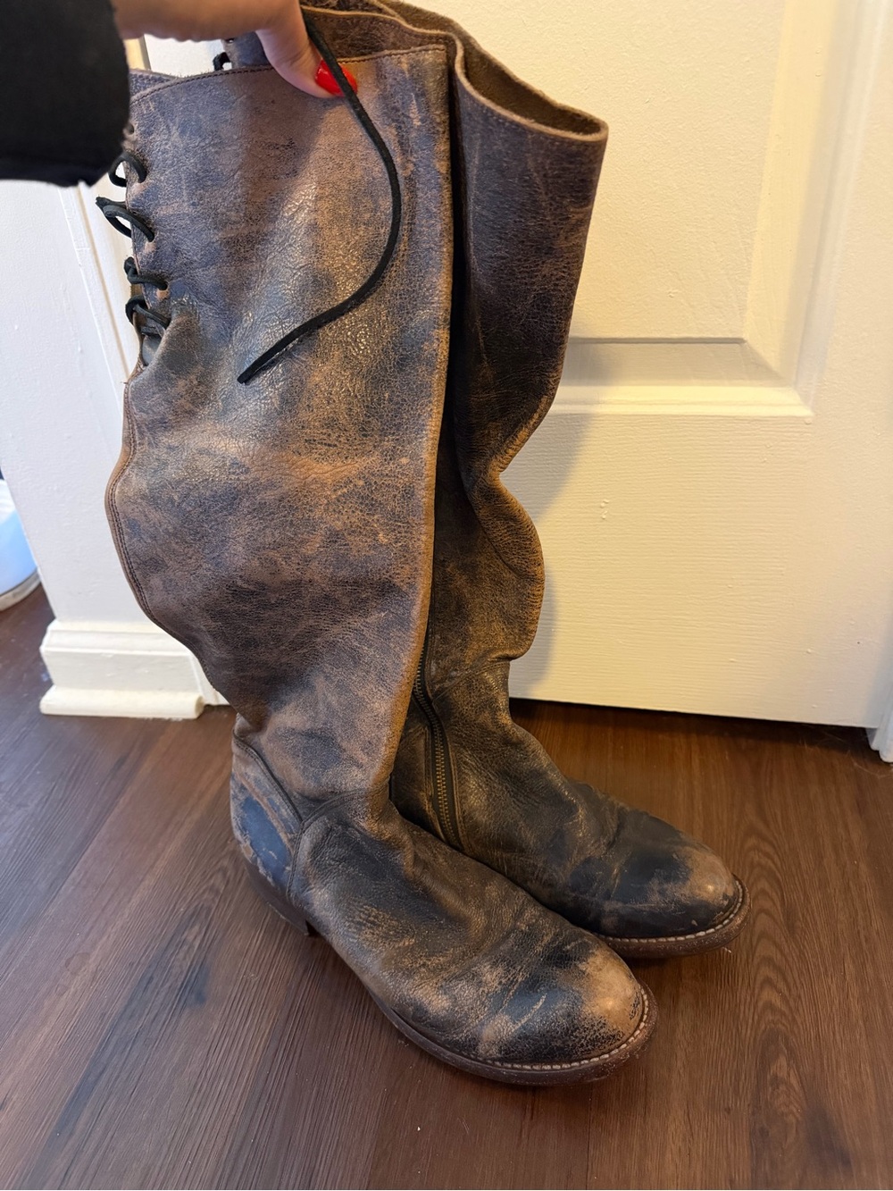 BED|STU Brown Leather Boot Heel Detail